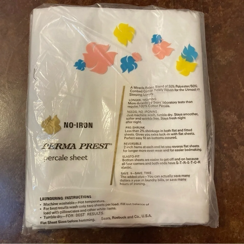 Vintage Sears White Flat Sheet Full Size
